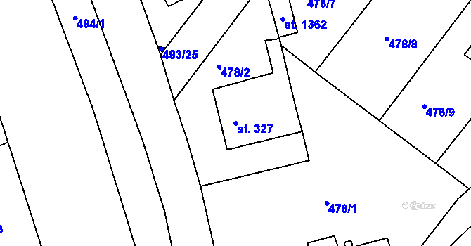 Parcela st. 327 v KÚ Letohrad, Katastrální mapa