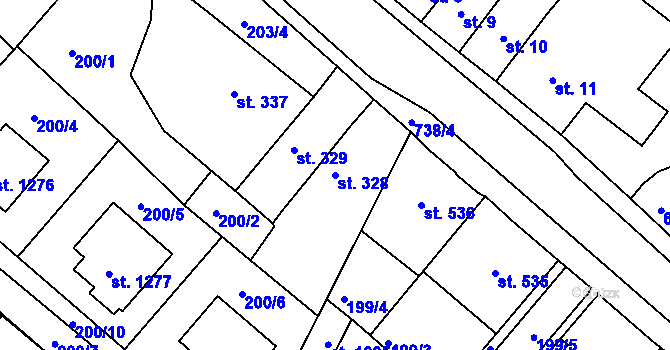 Parcela st. 328 v KÚ Letohrad, Katastrální mapa