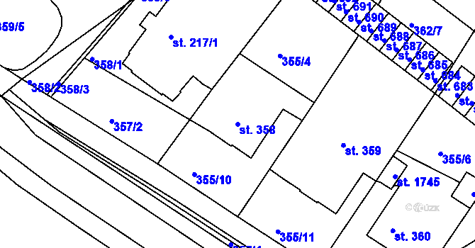 Parcela st. 358 v KÚ Letohrad, Katastrální mapa