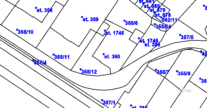 Parcela st. 360 v KÚ Letohrad, Katastrální mapa