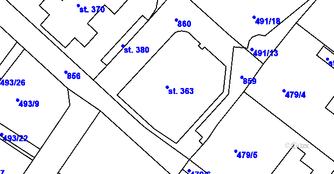 Parcela st. 363 v KÚ Letohrad, Katastrální mapa