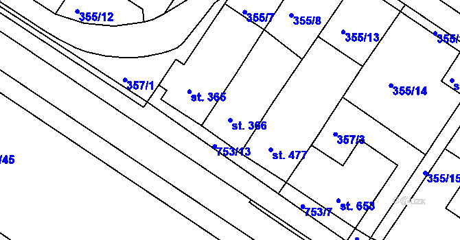 Parcela st. 366 v KÚ Letohrad, Katastrální mapa