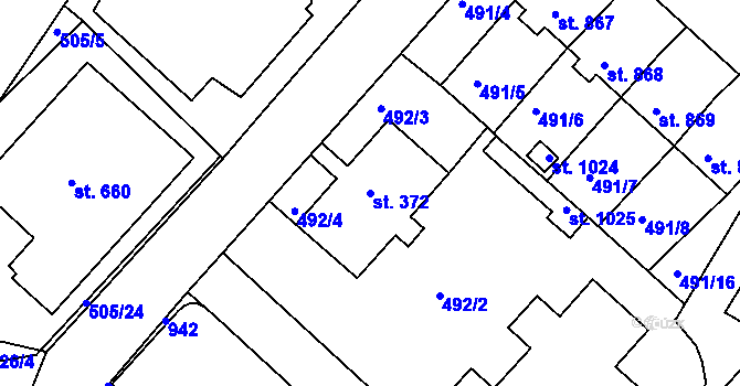 Parcela st. 372 v KÚ Letohrad, Katastrální mapa