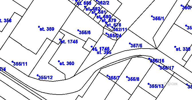 Parcela st. 385 v KÚ Letohrad, Katastrální mapa