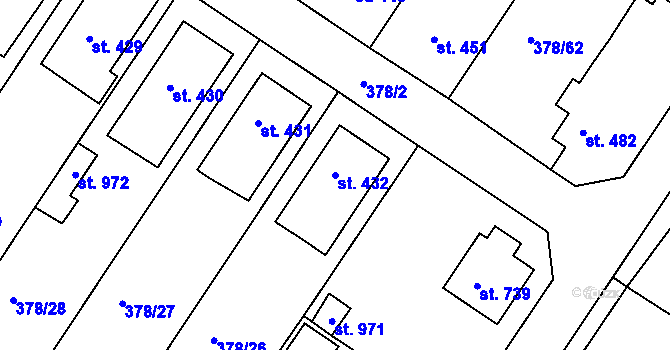 Parcela st. 432 v KÚ Letohrad, Katastrální mapa