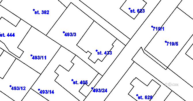 Parcela st. 433 v KÚ Letohrad, Katastrální mapa