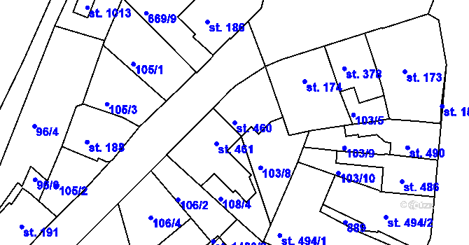Parcela st. 460 v KÚ Letohrad, Katastrální mapa