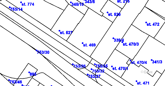 Parcela st. 469 v KÚ Letohrad, Katastrální mapa
