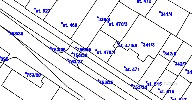 Parcela st. 470/1 v KÚ Letohrad, Katastrální mapa