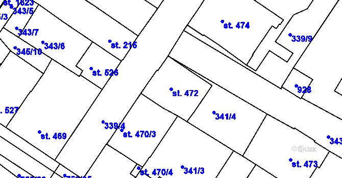 Parcela st. 472 v KÚ Letohrad, Katastrální mapa