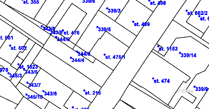 Parcela st. 475/1 v KÚ Letohrad, Katastrální mapa