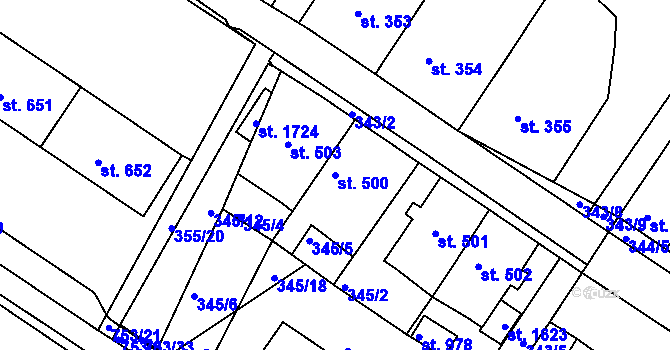 Parcela st. 500 v KÚ Letohrad, Katastrální mapa