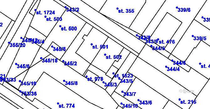 Parcela st. 502 v KÚ Letohrad, Katastrální mapa