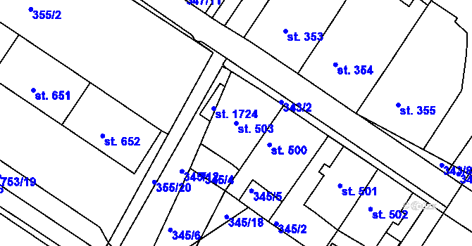 Parcela st. 503 v KÚ Letohrad, Katastrální mapa