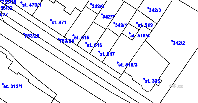 Parcela st. 517 v KÚ Letohrad, Katastrální mapa