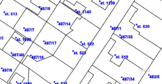Parcela st. 522 v KÚ Letohrad, Katastrální mapa