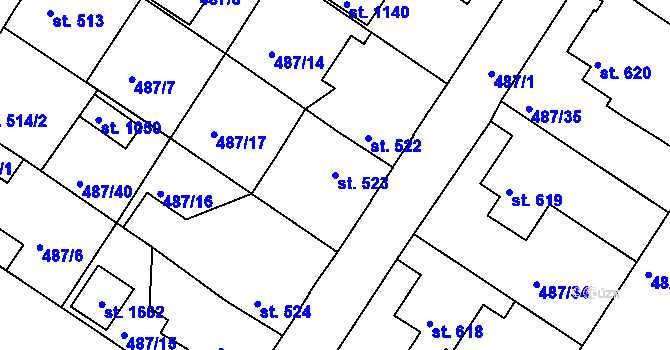 Parcela st. 523 v KÚ Letohrad, Katastrální mapa