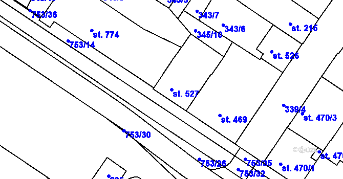 Parcela st. 527 v KÚ Letohrad, Katastrální mapa