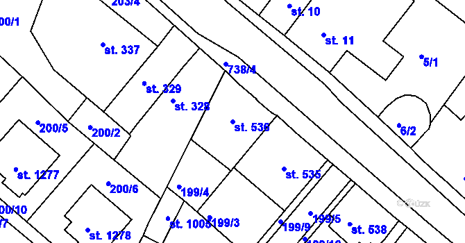 Parcela st. 536 v KÚ Letohrad, Katastrální mapa