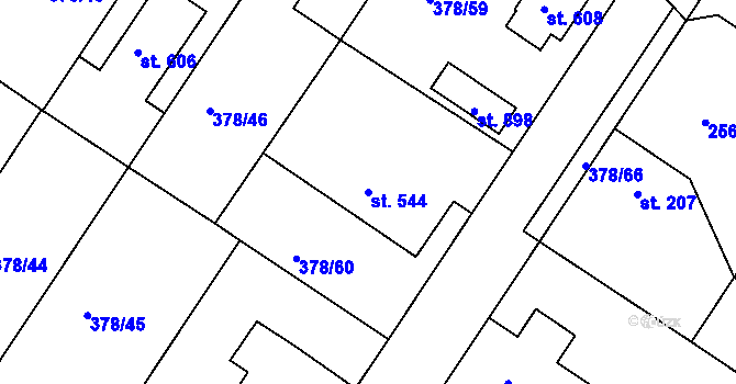 Parcela st. 544 v KÚ Letohrad, Katastrální mapa