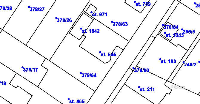 Parcela st. 545 v KÚ Letohrad, Katastrální mapa