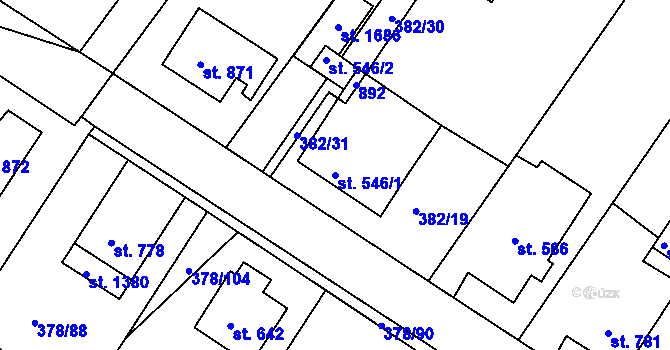 Parcela st. 546/1 v KÚ Letohrad, Katastrální mapa