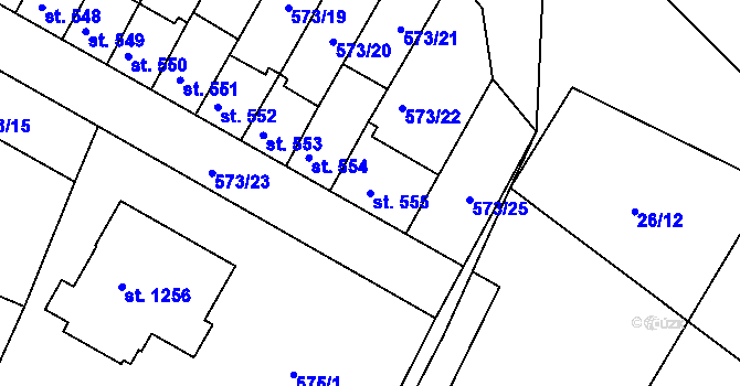 Parcela st. 555 v KÚ Letohrad, Katastrální mapa