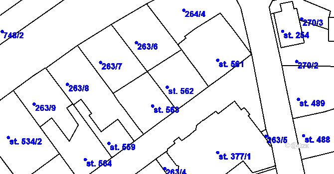 Parcela st. 562 v KÚ Letohrad, Katastrální mapa