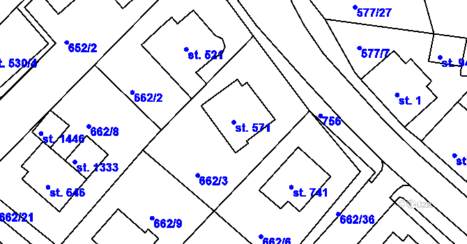 Parcela st. 571 v KÚ Letohrad, Katastrální mapa