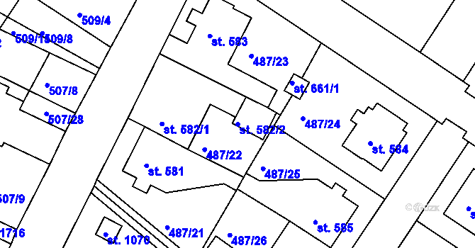 Parcela st. 582/2 v KÚ Letohrad, Katastrální mapa