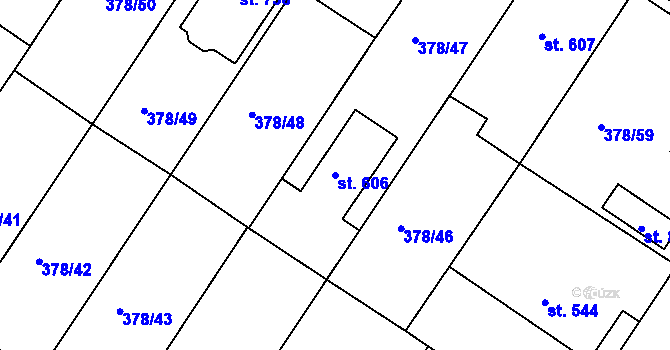 Parcela st. 606 v KÚ Letohrad, Katastrální mapa