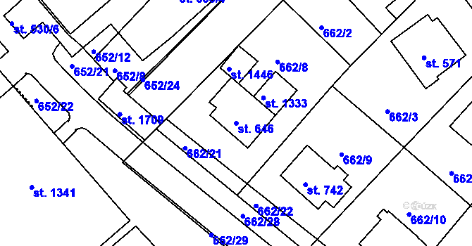 Parcela st. 646 v KÚ Letohrad, Katastrální mapa