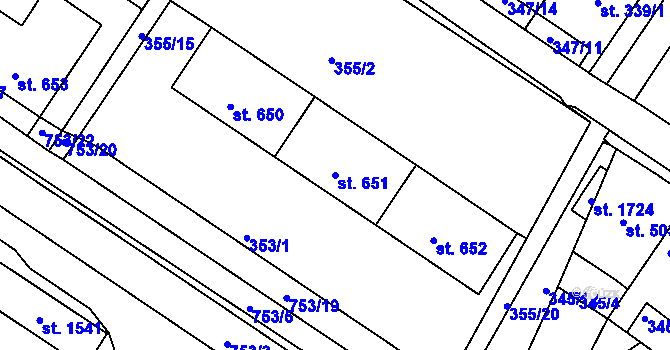 Parcela st. 651 v KÚ Letohrad, Katastrální mapa