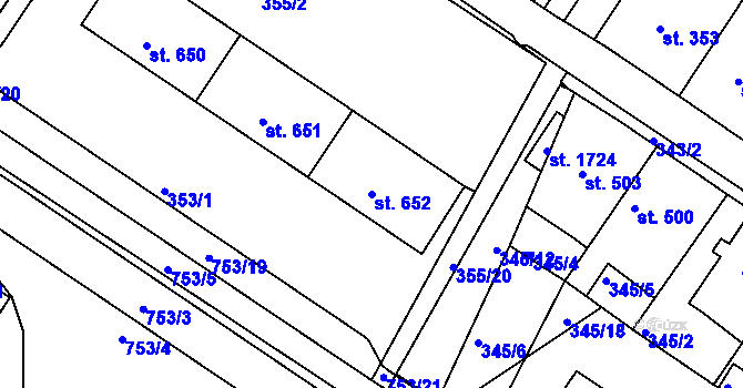 Parcela st. 652 v KÚ Letohrad, Katastrální mapa
