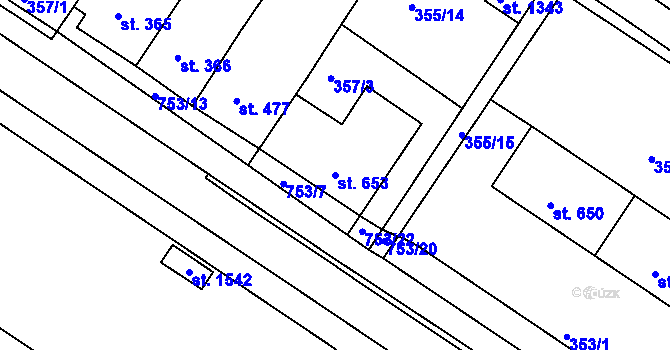 Parcela st. 653 v KÚ Letohrad, Katastrální mapa
