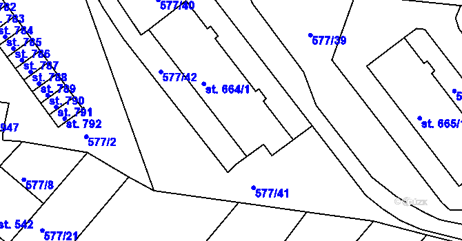 Parcela st. 664/1 v KÚ Letohrad, Katastrální mapa