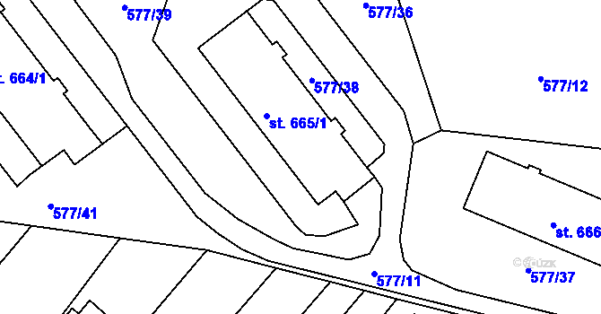 Parcela st. 665/1 v KÚ Letohrad, Katastrální mapa