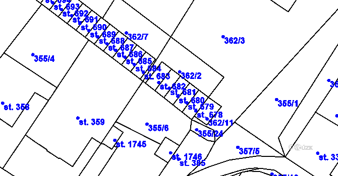 Parcela st. 681 v KÚ Letohrad, Katastrální mapa