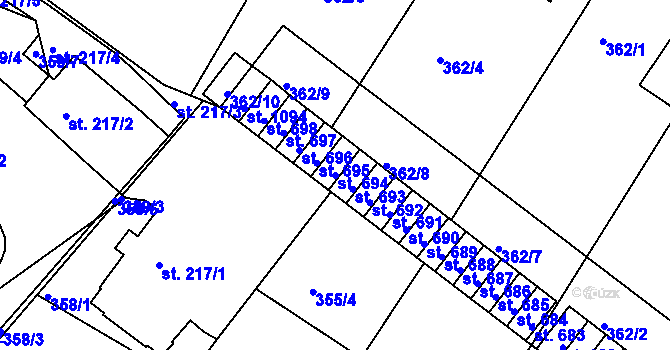 Parcela st. 694 v KÚ Letohrad, Katastrální mapa