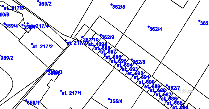 Parcela st. 696 v KÚ Letohrad, Katastrální mapa