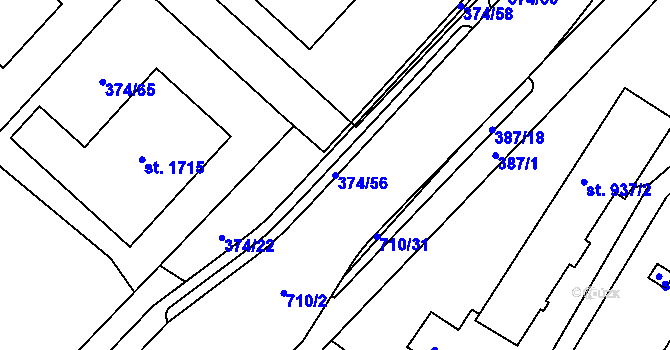 Parcela st. 374/56 v KÚ Letohrad, Katastrální mapa