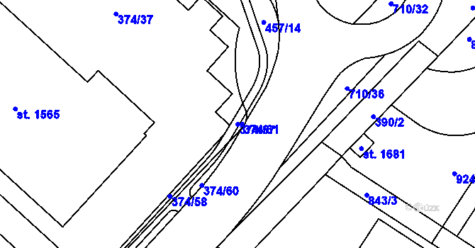 Parcela st. 374/57 v KÚ Letohrad, Katastrální mapa