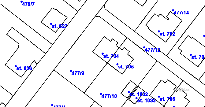 Parcela st. 704 v KÚ Letohrad, Katastrální mapa
