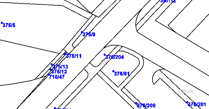 Parcela st. 376/204 v KÚ Letohrad, Katastrální mapa