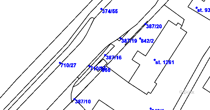 Parcela st. 387/16 v KÚ Letohrad, Katastrální mapa