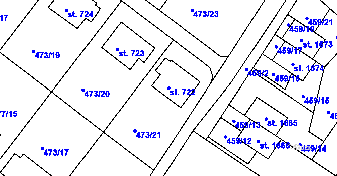 Parcela st. 722 v KÚ Letohrad, Katastrální mapa