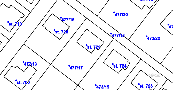 Parcela st. 725 v KÚ Letohrad, Katastrální mapa