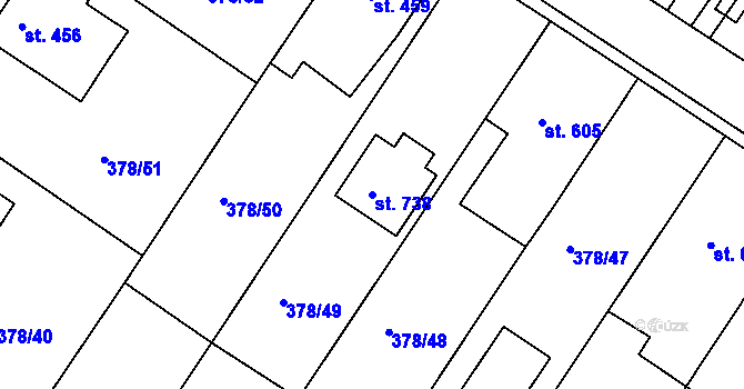 Parcela st. 738 v KÚ Letohrad, Katastrální mapa