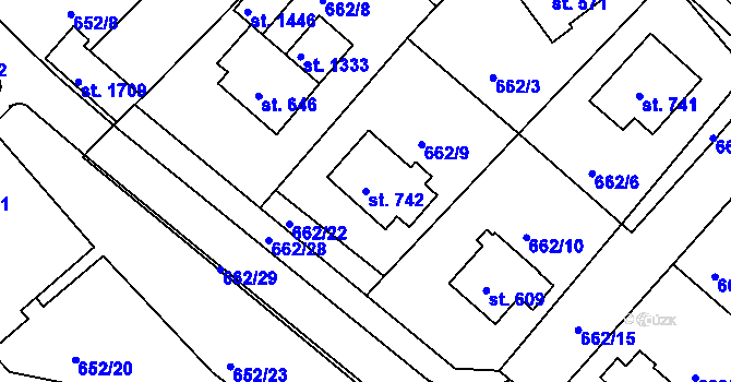 Parcela st. 742 v KÚ Letohrad, Katastrální mapa