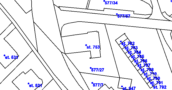 Parcela st. 753 v KÚ Letohrad, Katastrální mapa